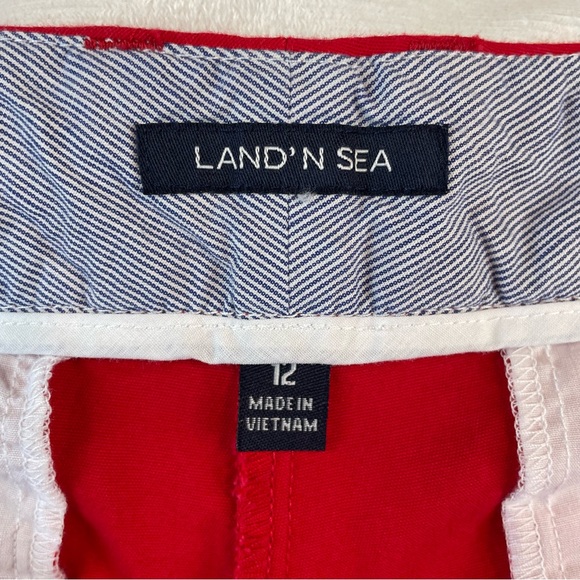 Vibrant Red Shorts Size 12 Land N Sea Tailored Look Pockets Front and Back - Picture 3 of 12